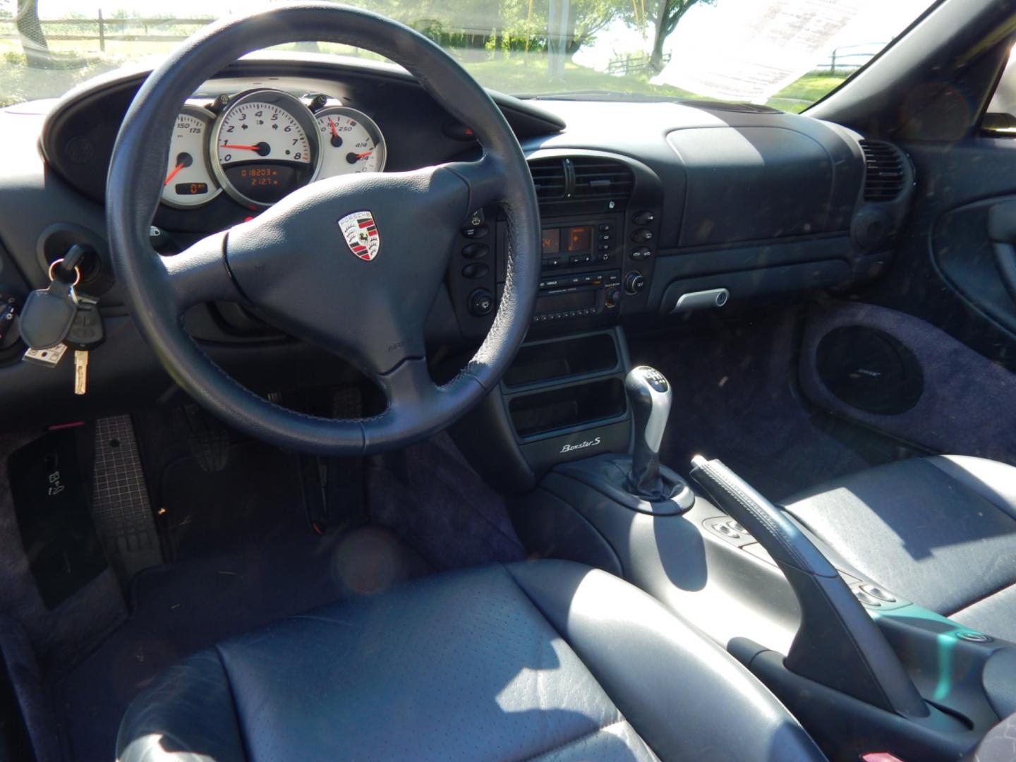 2003 Silver /Blue Leather Porsche Boxster S (WP0CB29873U) with an 3.2L H6 DOHC 24V engine, 6 speed manual transmission, located at 6528 Lower York Road, New Hope, PA, 18938, (215) 862-9555, 40.358707, -74.977882 - Here we have a beautiful Porsche Boxster S with only 18,200 miles that is in pristine condition. This Porsche runs and drives like it did when it was brand new. Options on this beautiful convertible include: 3.2L 6 cylinder engine, rear wheel drive, 6 speed manual transmission, blue leather, 2 mast - Photo#21